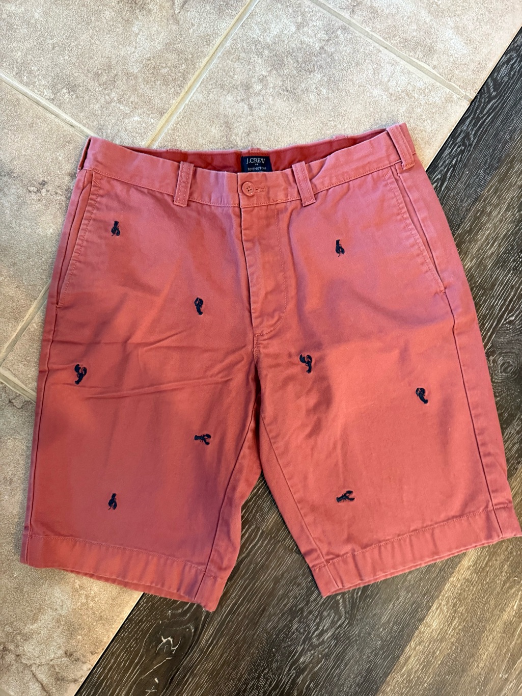 J. Crew Men’s Embroidered Lobster Shorts Brick Red